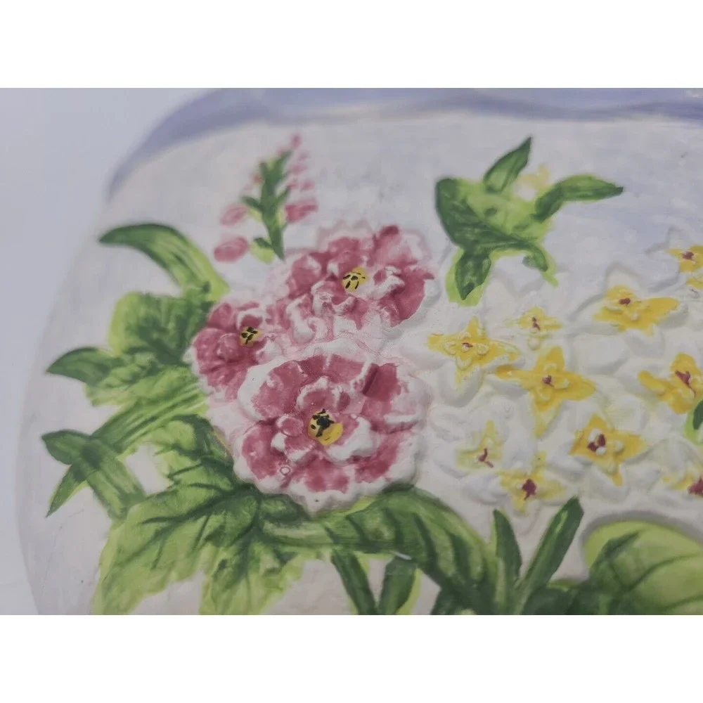 Nantucket Ceramic Pottery Wall Pocket Hanging Planter Floral - Picture 3 of 8